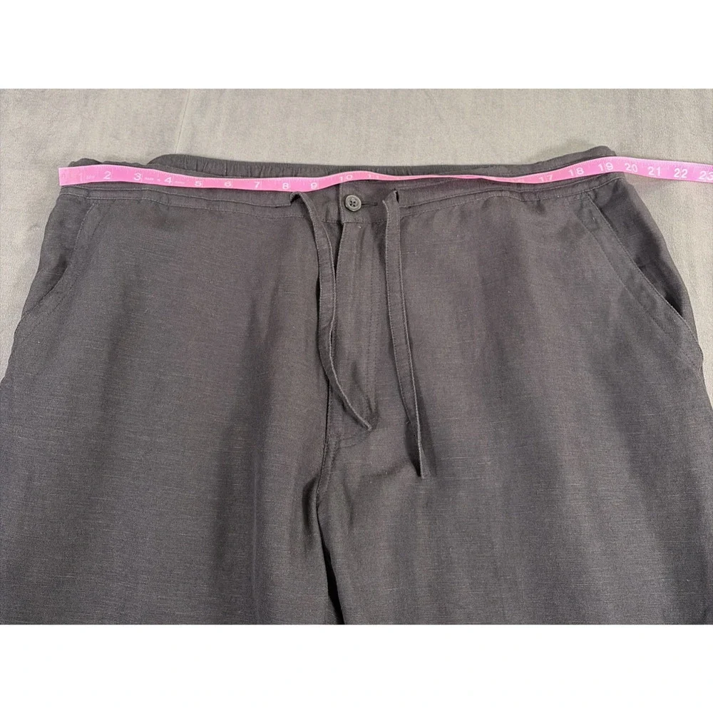 Cubavera Linen Blend Drawstring Pants Mens X-Large Waist 40/42 Black Charity